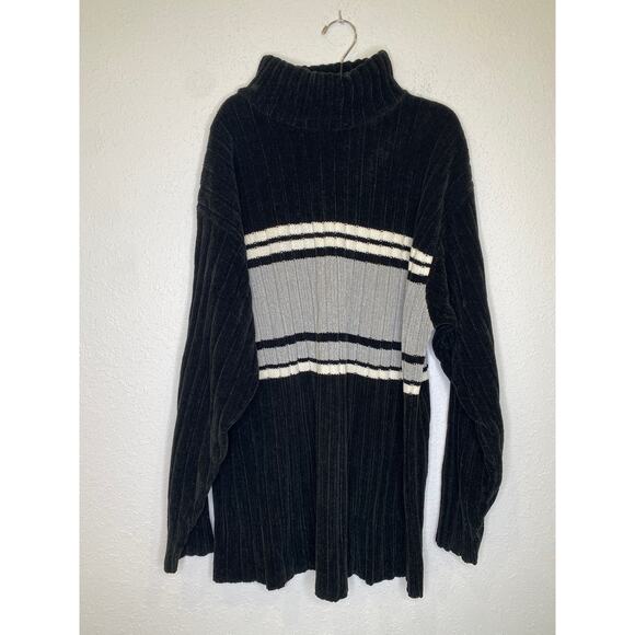 Southpole Vintage Men’s Blk White Gray Colorblock Velour Pullover Knit EUC Sz XL - Picture 1 of 11